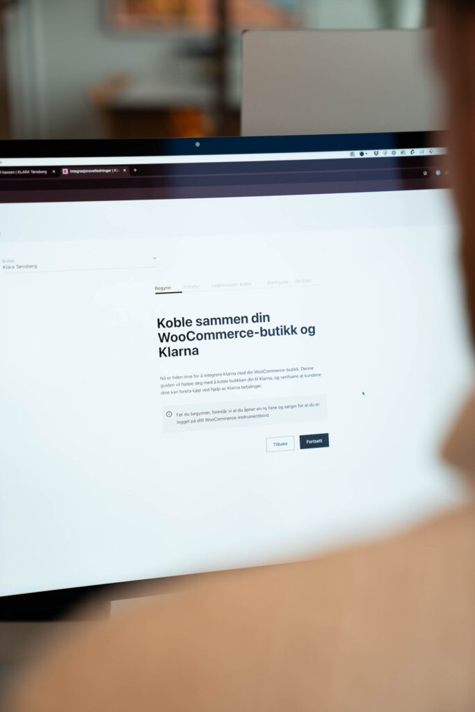 Bilde av en skjerm som viser hvordan man kan koble sammen klarna og nettbutikk