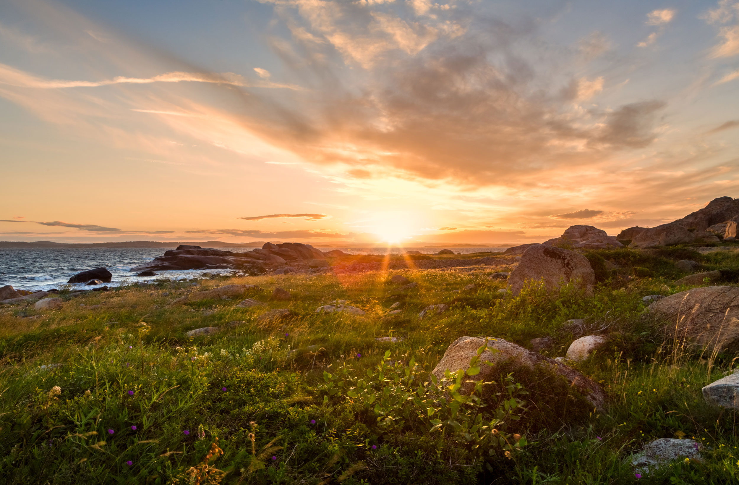 Bilde fra soloppgang fra Moutmarka på Tjøme
