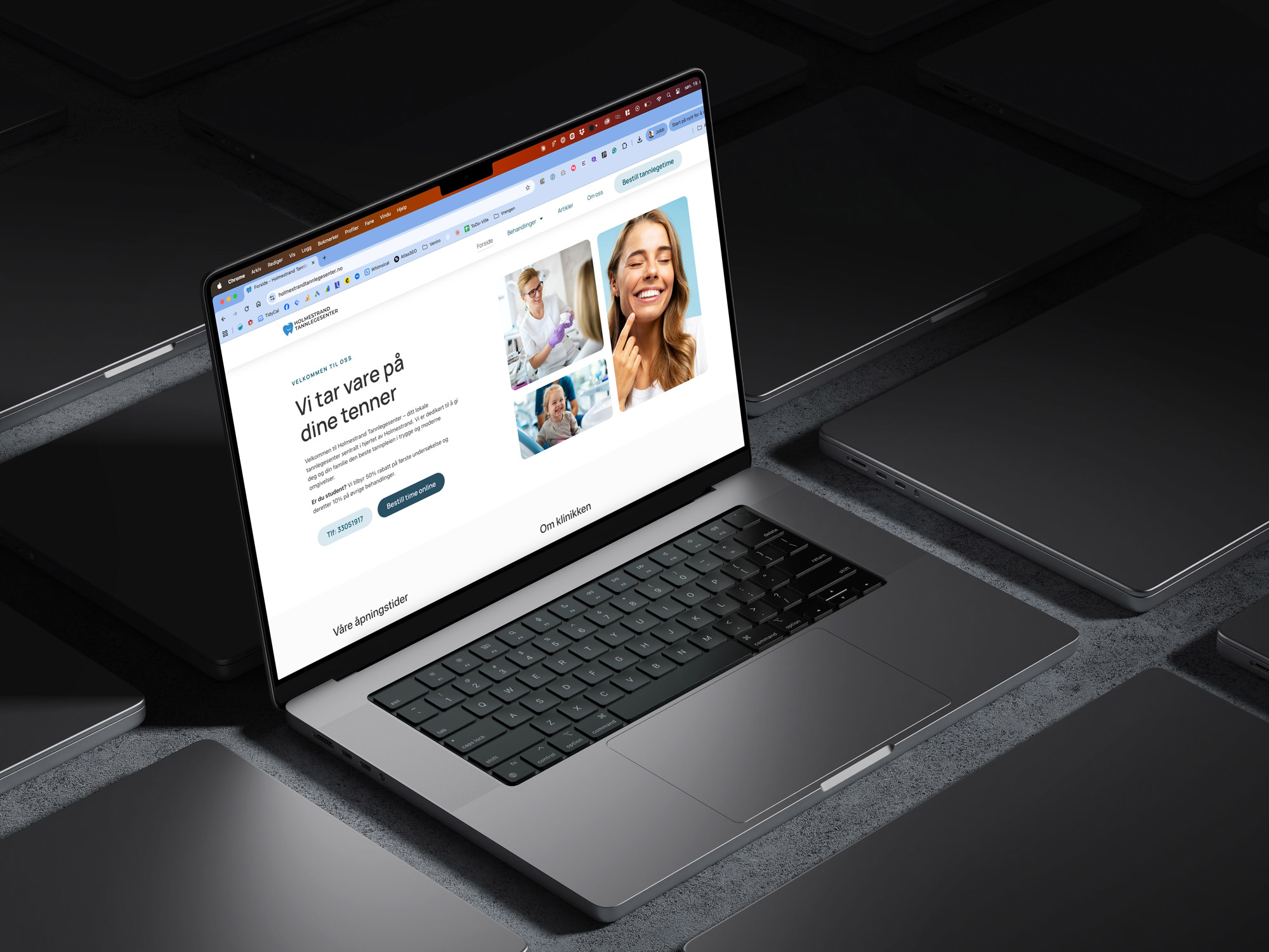 Pc som viser hjemmesiden til holmestrand tannlegesenter