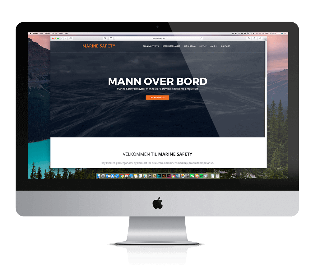 Bilde av en skjerm som viser hjemmesiden til Marine Safety